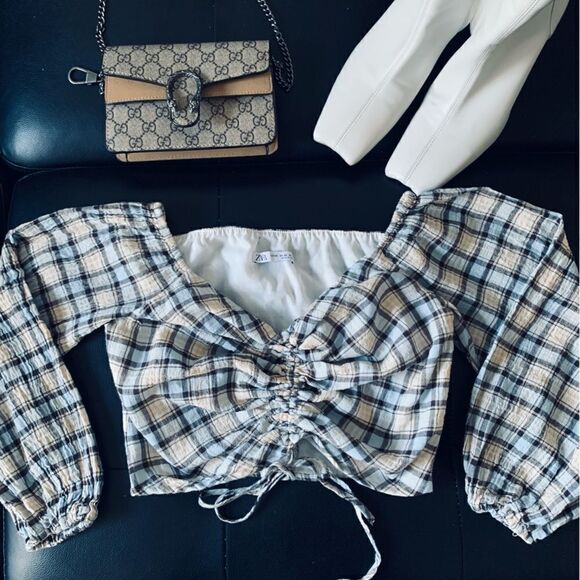 ZARA PLAID BLOUSE - Picture 3 of 7